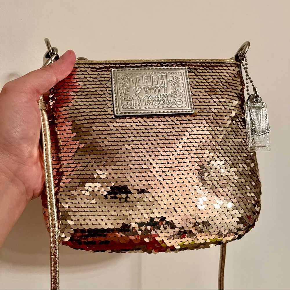 MCoach Poppy Gold Sequin Crossbody Bag